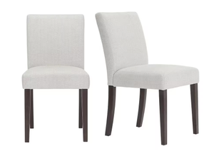 lot 51 image: StyleWell - Banford Riverbed Beige Upholstered Dining Chair with Sable Brown Wood Legs (Set of 2)