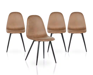 lot 54 image: StyleWell Adenmore Brown Faux Leather Upholstered Dining Chair with Black Metal Legs (Set of 4