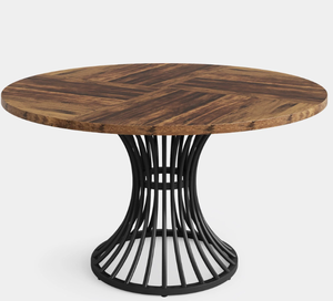 lot 56 image: Round Dining Table for 4-6, 47 Farmhouse Circle Kitchen Table