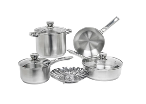 lot 100 image: Sedona Kitchen Stainless Steel 8-Pc. Cookware Set