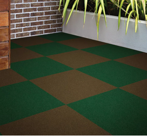 lot 141 image: 24 15pk Self Stick Carpet Tile Fern Green - Foss Floors IndoorOutdoor, Pet-Friendly, Quick Dry, Molded Polyester