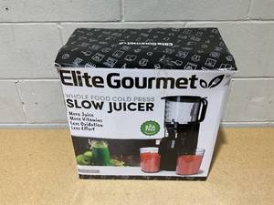 lot 25 image: Elite Gourmet EJX320 Big Mouth Whole Fruit 5.2 Self-Feeding Chute, Cold Press Masticating Slow Juice Extractor