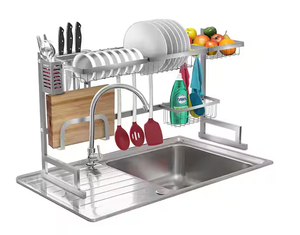 lot 220 image: Sorbus Dish Drying Rack Silver Over The Sink Dish Rack