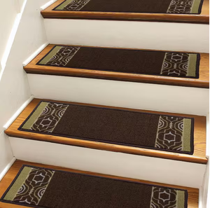 lot 235 image: 13PCS Trellis Border Custom Size Stair Treads Brown Indoor Carpet Stair Tread Cover Slip Resistant