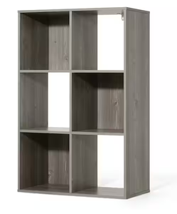 lot 301 image: Caphaus Grey Oak Wood Look 6-Cube Storage Organizer