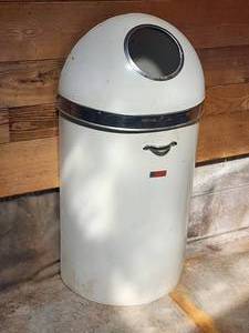 lot 166 image: White Half Round Trash Can