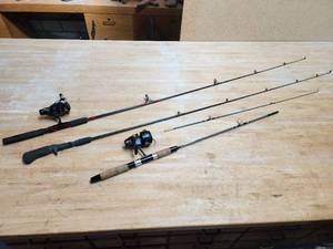lot 237 image: (3) Fishing Poles with (2) Fishing Reels