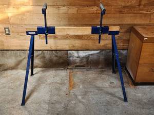 lot 186 image: Trojan Collapsable Sawhorse with Board Feeder Rollers