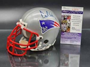 lot 30 image: Autographed Mini Helmet by New England Patriots Quarterback Great Drew Bledsoe with COA