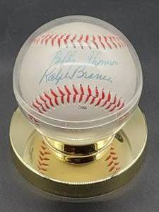 lot 29 image: Shot Heard Around the World Autographed Baseball by Ralph Branca & Bobby Thomson No COA
