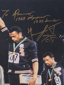 VERY RARE 1968 Olympics 200 Meter Gold Medalist Photo Autographed by "Tommy Smith" No COA