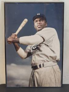 lot 9 image: Vintage Framed Poster of the Los Angeles Dodgers HOF Great Jackie Robinson