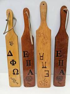 lot 12 image: Lot of 4 Gustavus Adolphus College Fraternity Paddles
