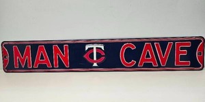 lot 42 image: Minnesota Twins Heavy Embossed Steel Man Cave Sign