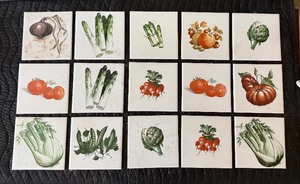 lot 93 image: Lot of Vintage of H&ampR Johnson Vegetable Motif Tiles