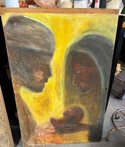 lot 97 image: Large Middle Eastern oil painting on panel