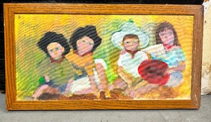 lot 100 image: Vintage impressionist Painting of children Oil On Board