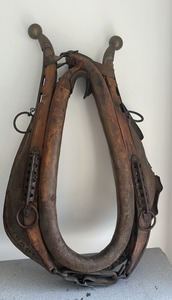 lot 144 image: Antique Leather Horse Collar with Brass Knobs