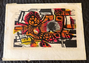 lot 127 image: Mid Century Abstract signed Print Barbara Engle 1965
