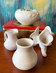 lot 133 image: Lot of Vintage White Van Briggle Pottery