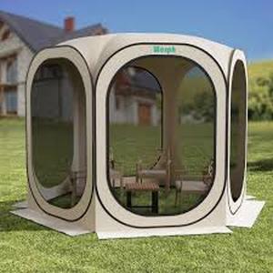 lot 25 image: Werph 10 ft. x 10 ft. Beige Portable Canopy Tent with Mesh Mosquito Net, Screen House Room Camping Canopy Shade Tent    Customer Returns See Pictures