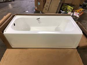 lot 2 image: Bootz Industries Maui 60 in. x 30 in. Soaking Bathtub with Left Drain in White Damaged Customer Returns See Pictures