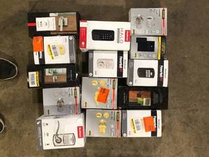 lot 11 image: Lot of Assorted Digital Door Locks and Handles Various Models and Conditions    Customer Returns See Pictures