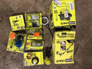 lot 32 image: Lot of Assorted Ryobi Power Tools and Hardware Various Models and Conditions    Customer Returns See Pictures