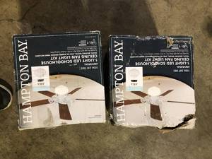 lot 33 image: Lot of Hampton Bay 1-Light Multi-Finish Ceiling Fan Globe LED Light Kit  Customer Returns See Pictures