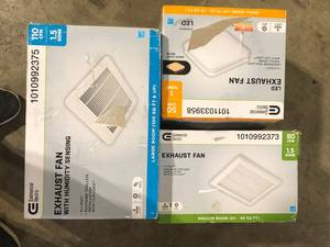 lot 55 image: Lot of Assorted Bathroom Ventilation Fans Various Models and For Parts   Customer Returns See Pictures