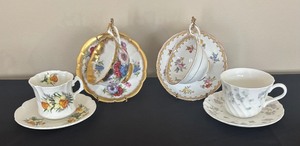 lot 22 image: Demitasse Teacups with Saucers by Royal Albert, Hammersly, Wedgwood and Tuscan