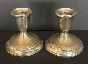 lot 26 image: Pair of Vintage Towle Sterling Silver Weighted Candle Holders