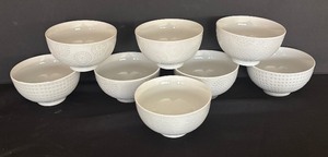 lot 39 image: Set of Eight Crate & Barrel White Serving Bowls