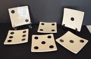 lot 110 image: Set of Six Restoration Hardware Dice Motif Plates