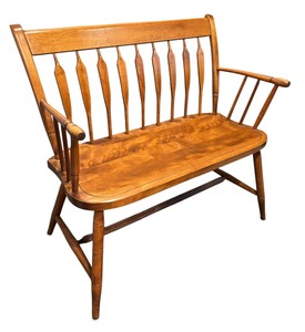 lot 8 image: Beautiful Windsor Style Maple Bench