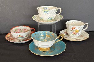 lot 119 image: Fancy Teacups with Saucers by Aynsley, Duchess, Coal Port and More