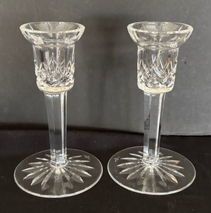 lot 121 image: Pair of Waterford Lismore Crystal Candle Holders