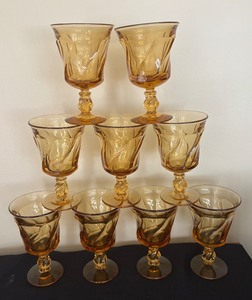 lot 132 image: Nine Vintage Fostoria Jametown Water Goblets