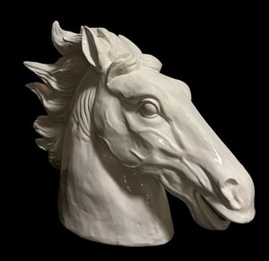 lot 7 image: Large Scale White Neo-Classical Style Ceramic Horse Bust Figurine  Statue
