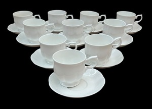 lot 188 image: Ten White Windsor Bone China Cups with Saucers by Block