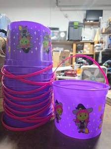 lot 1 image: 11-NEW Purple Pails With Witch Design