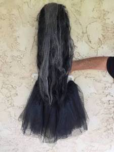 lot 52 image: Costume Long BlackGray Wig, Tulle Skirt Sz XL