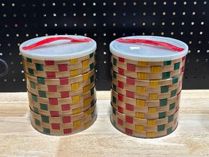 lot 2 image: Vintage Metal Basket Weave Coffee Cans