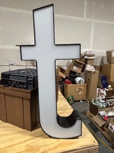 lot 30 image: White Front Lit Channel Letter T Illuminated Sinage