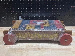 lot 33 image: Vintage Playskool Pull Wagon with Wooden Blocks