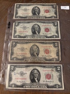 lot 69 image: 1953 Red Seal $2 Dollar Notes