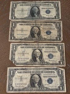 lot 73 image: Blue Seal $1 Dollar Silver Certificates