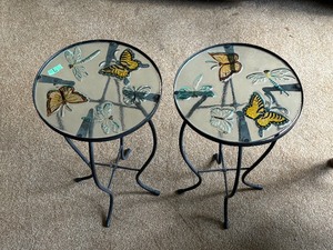 lot 7 image: Vintage Glass Butterfly End Tables
