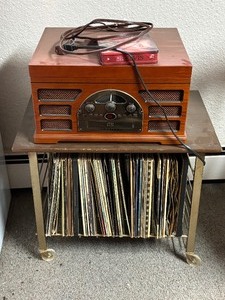 lot 36 image: Vinyl Albums, Record Player, CD Player, Vintage Album Cart