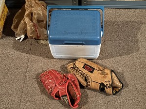 lot 148 image: Cooler and Baseball Gloves